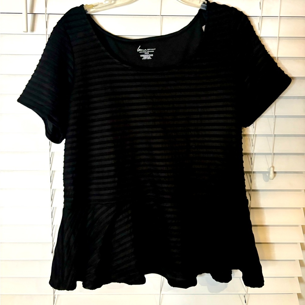 NWT Lane Bryant black ribbed stretchy peplum top 14/16